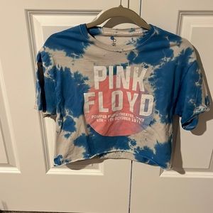 Pink Floyd Blue and White Tie-Dye Crop Top